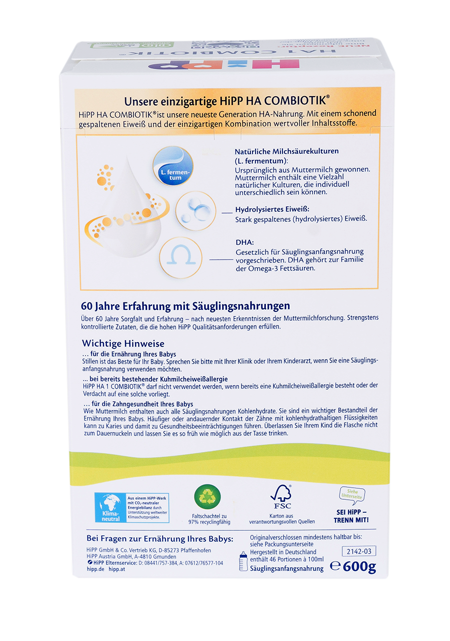 HiPP German HypoAllergenic Stage 1 Formula