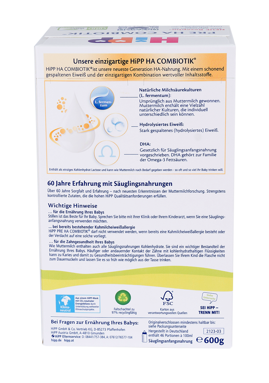 HiPP German HypoAllergenic Stage Pre Formula